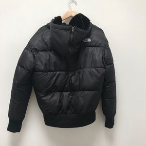 North Face 550 Goose Down Bomber Coat Fur Hood